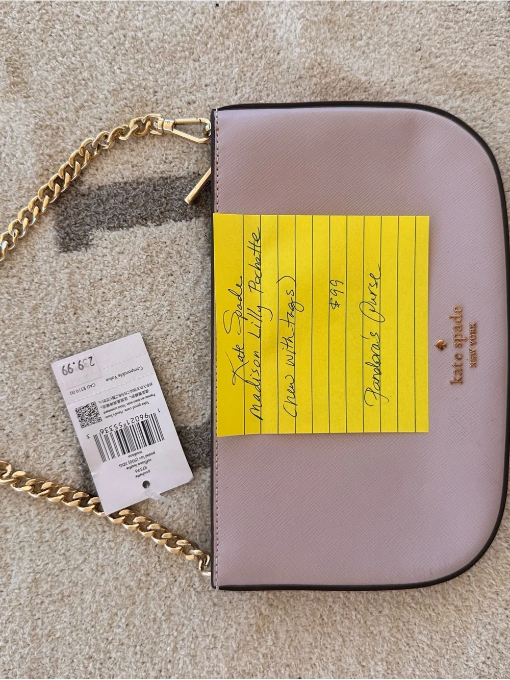 kate spade lavender Leather Crossbody with Gold Chain